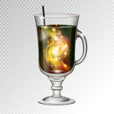 矢量插图的现实鸡尾酒杯与空间背景内
