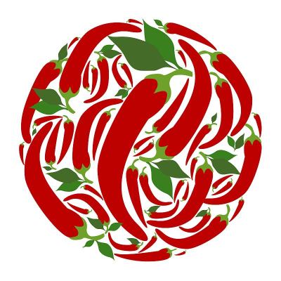 一圈红辣椒。