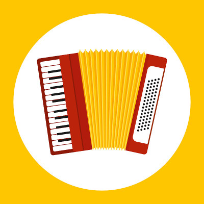 Accordion, icon accordion isolated on white backgr