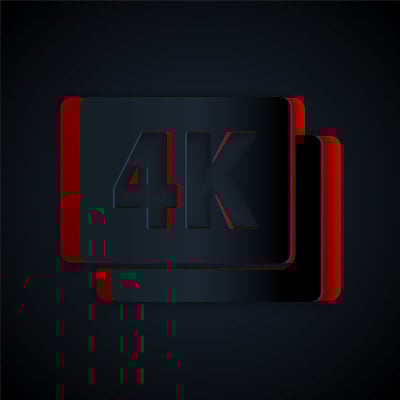 剪纸4k超高清图标孤立在黑色背景。纸艺术风格。向量