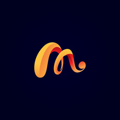 创意字母M三维矢量标志设计。