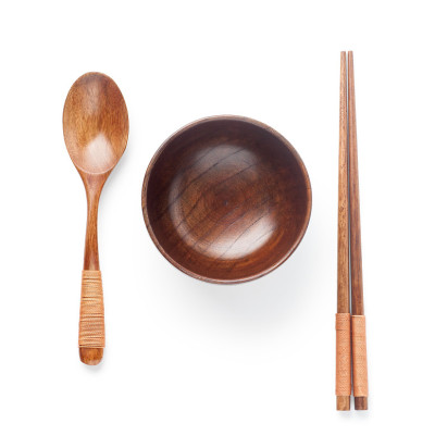 木勺、筷子和碗