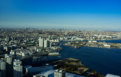 从空中俯瞰横滨市