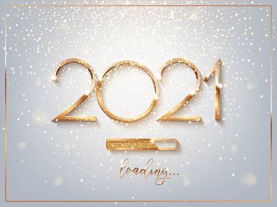 新年黄金装载条矢量插图。2021年的字母进步。派对倒计时，下载画面。邀请卡,横幅。事件、节日的期望。