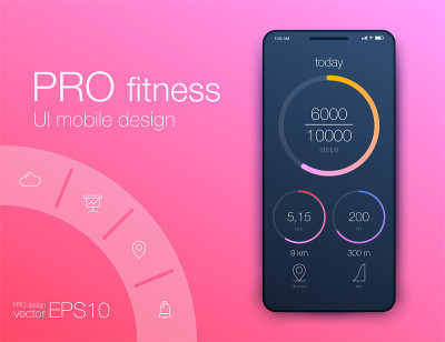 Fitness app. Ui ux design. UI design concept with 