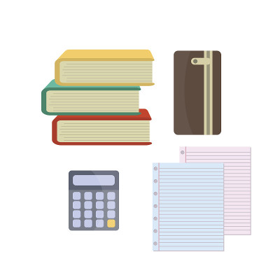 矢量插图学校用品