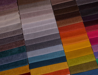 家具面料样品。多色织物纹理背景。
