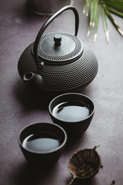 传统亚洲茶道布置，俯视图