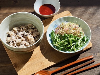 韩国食物景天、豆芽、大米、石锅拌饭