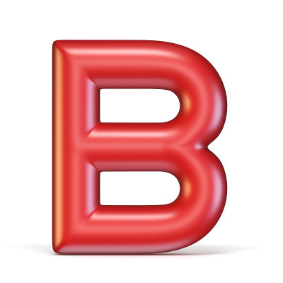 红色光泽字体字母B 3D