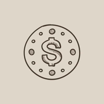 挂钟与美元符号素描图标