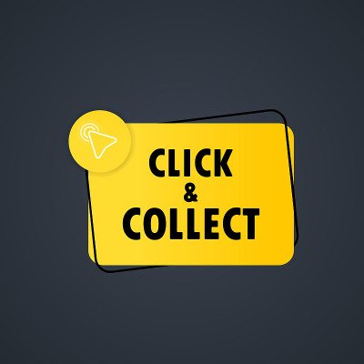 Click and collect icon. Vector sign. Banner with m