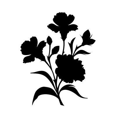 黑色剪影的花。矢量插图。
