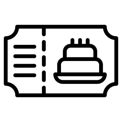 生日派对门票图标，生日派对相关矢量插图