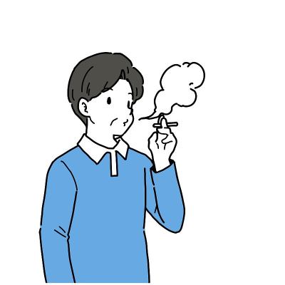 老年男子吸烟插图素材