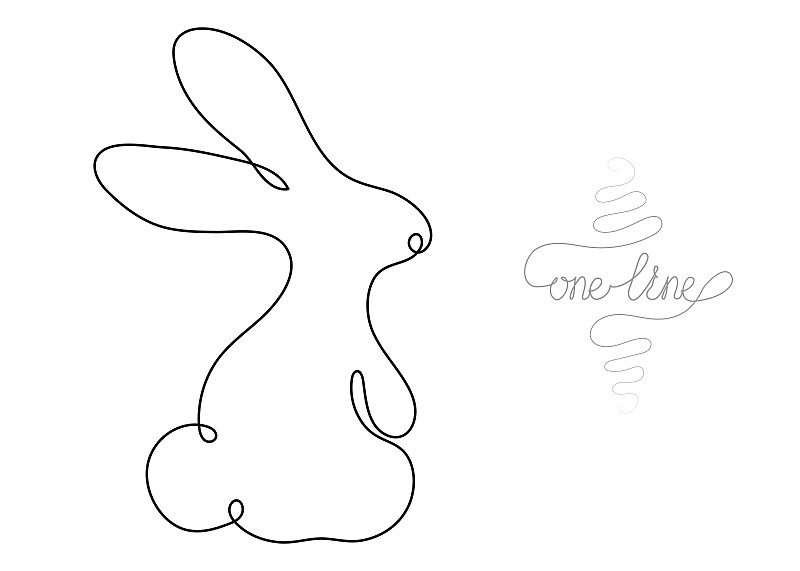 Continuous one line art drawing of Easter bunny or