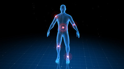 数字人体，不同部位可见疼痛，3d插图