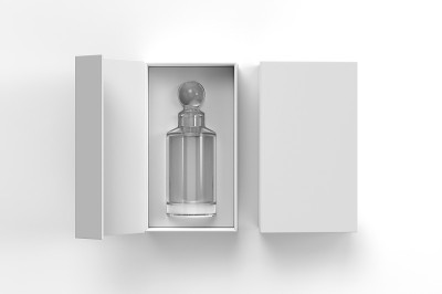 威士忌酒瓶礼盒的品牌和模拟。3 d渲染插图。