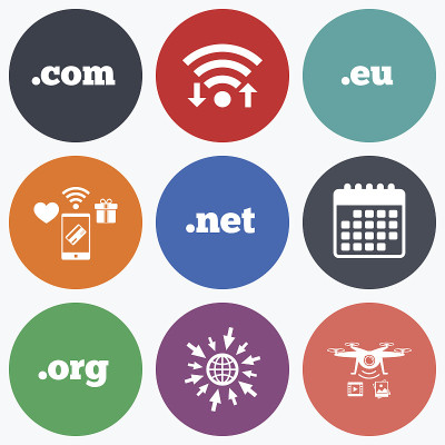 顶级域名的迹象。Com, Eu, Net和Org。