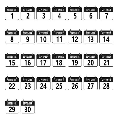 9月日历向量集从1号到30号