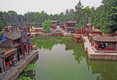 圆明园的一部分，北京，中国，油画