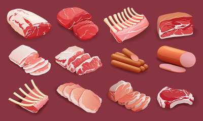 集肉制品扁平式、烹调、佳肴。