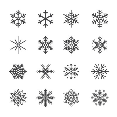 雪花图标黑色矢量剪影插图