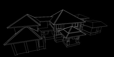 3D插图建筑透视线