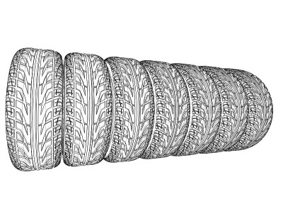 Car tires concept. Vector rendering of 3d