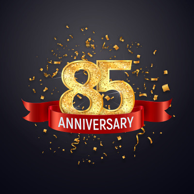 85 years anniversary template on dark background. 