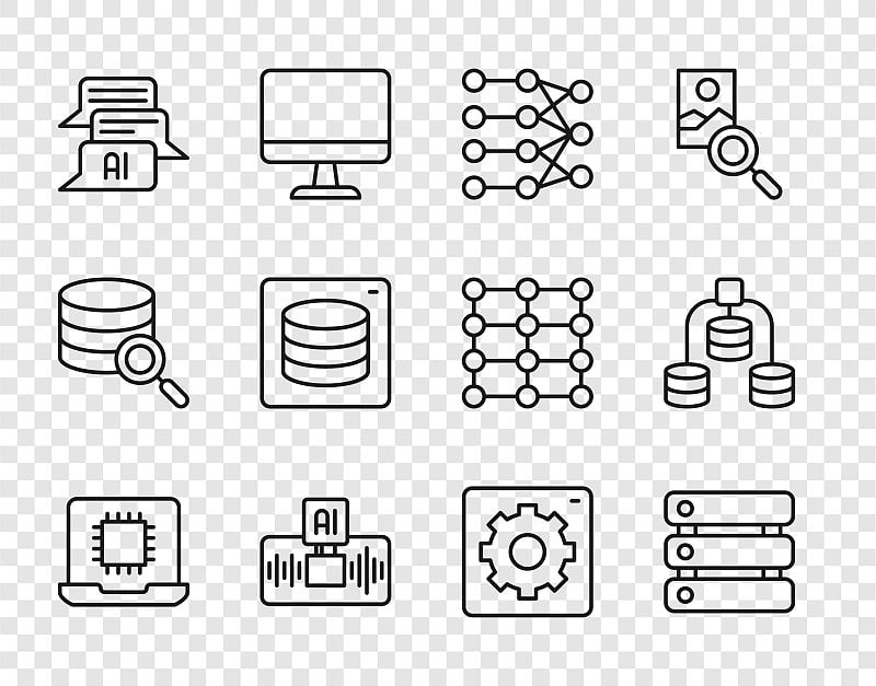 可设置处理器CPU、服务器、数据、神经网络、人工智能AI、聊天机器人、计算机api接口和图标。向量