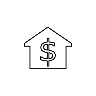 房价图标。移动概念和web应用的建筑元素和地标轮廓图标。细线房屋价格图标可以用于网络和手机