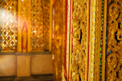 古老的泰国工艺艺术在著名的庙宇塔颂寺。