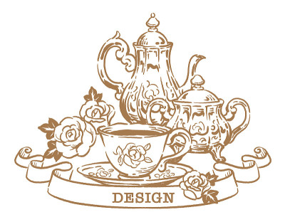 茶点时间对象的插图。复古风格。矢量插图。