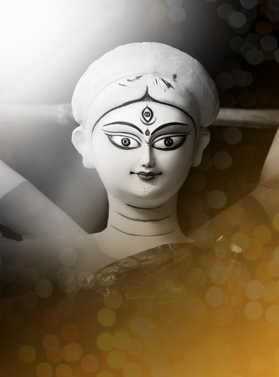 女神杜尔迦的脸在快乐杜尔迦Puja Subh Navratri Maa背景