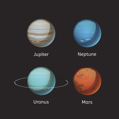 高质量的太阳系行星星系天文学地球科学地球轨道恒星矢量插图