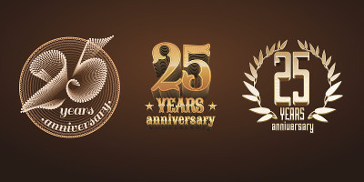 25周年纪念集矢量图标，数字