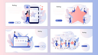 星级的概念。用户评论。屏幕模板为手机智能手机，登陆页面，模板，ui, web，手机应用程序，海报，横