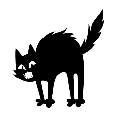 矢量害怕黑猫剪影插图