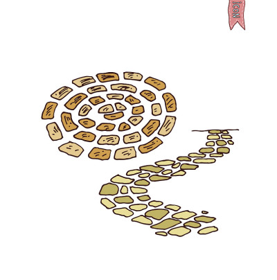 花园里的石头路，步道砖，矢量插图。