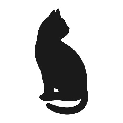 在白色背景上的黑猫的剪影插图