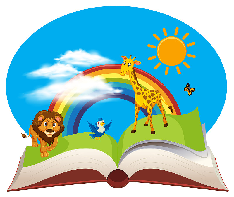 Open book wild animals