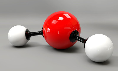 灰色背景上的3d水分子