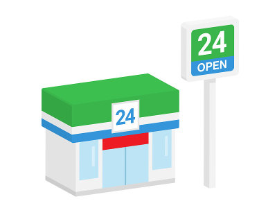 便利店3D图标。