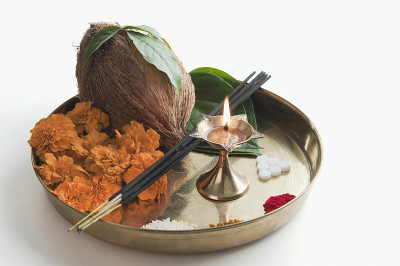 宗教供品在塔利的特写