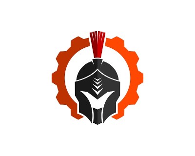 机械齿轮与斯巴达头盔内