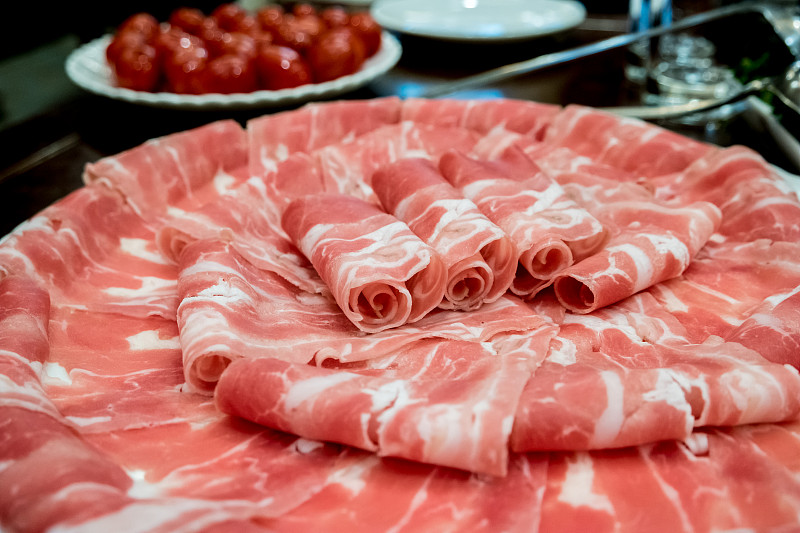 火锅牛肉卷的特写