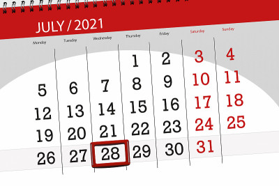 2021年7月的日历计划，截止日期，28日，周三