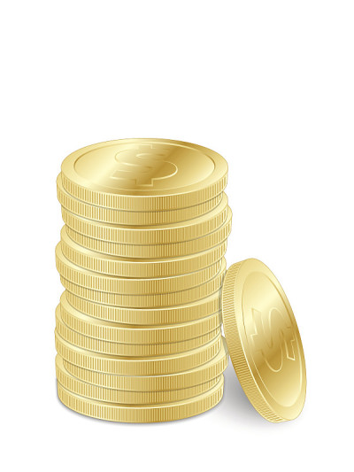 黄金美元硬币。矢量图