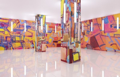 商业场所，商店，室内可视化，3D插图，cg渲染